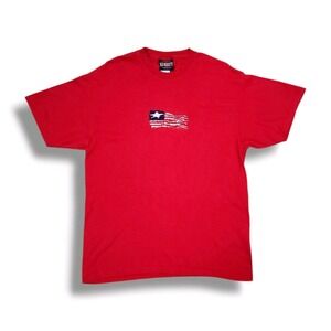 Vintage‎ Old Varsity Classic Brand Embroidered American Flag Red T-Shirt Size L